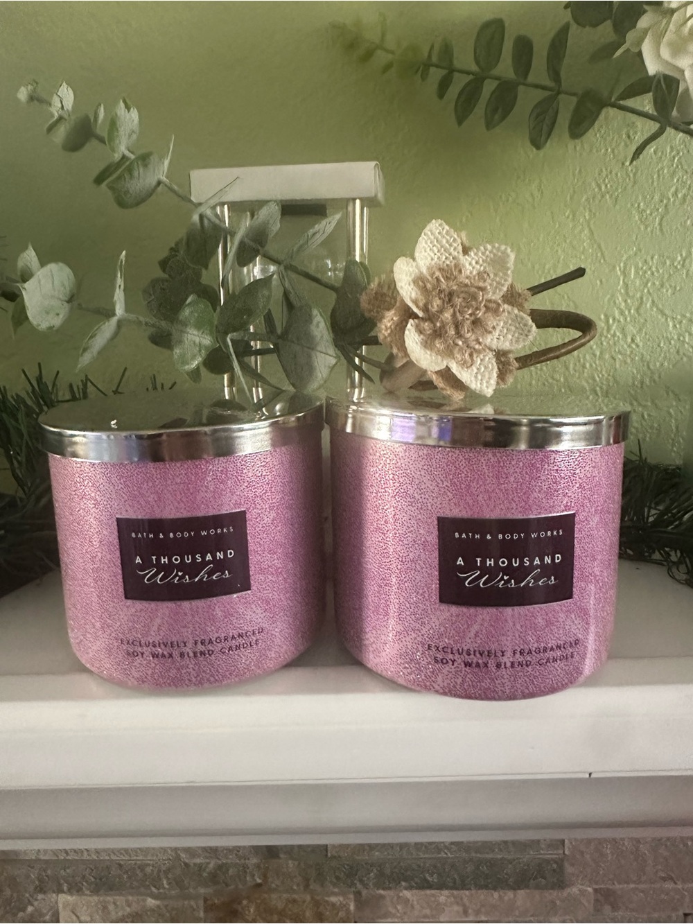 Bath & Body Works Pink A Thousand Wishes Scented Candles - Set of 2